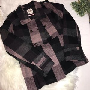 Hydraulic Purple Gray Plaid Coat Jacket
